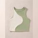 Cross-border Cropped Tank Top With Exposed Midriff, Slim Fit, Contrasting Color Splicing, Slimming, Short Sleeveless_ecoleips.com