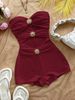 White Women's Slim Fit Jumpsuit Knit Metallic 2025 Cross Border European And American Hot Selling Vacation Style_ecoleips.com