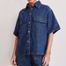 Retro Casual Loose Pocket Short Sleeved Shirt Shorts Denim Two Piece Suit_ecoleips.com