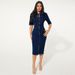 Women's Denim Short Sleeved Collared Bodycon Mid Length Dress_ecoleips.com