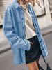 Women's Clothing Lapel Denim Jacket Blue Large Pocket Loose Casual Shirt_ecoleips.com