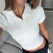 Summer Solid Color Collared T-Shirt Short Sleeve Patchwork Slim Fit Sporty Style Women's Top New Arrival 2026_ecoleips.com