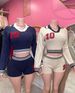 Women's Clothing New Autumn College Style Lapel Girl Contrast Color Elastic Long Sleeved Top Shorts Suit Female_ecoleips.com