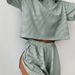 Autumn Knitted Striped Pajamas Loose Short Sleeves Shorts Set Fashion Exterior Loungewear Women_ecoleips.com