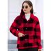 Plaid Fleece Jacket For Women - Classic Long Sleeve Coat With Patch Pockets (Winter Casual Outerwear, Multiple Colors & Sizes)_ecoleips.com