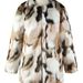 Luxury Faux Fur Coat For Women - Trendy Winter Outerwear With Mixed Color Design, Elegant Round Neck, Long Sleeve Office Wear (S-XXXL)_ecoleips.com