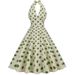 Vintage High-Waisted Polka-Dot Vacation Dress With A Hanger-Style Neckline, Backless Design, And A Flowing Mid-Length Sk_ecoleips.com