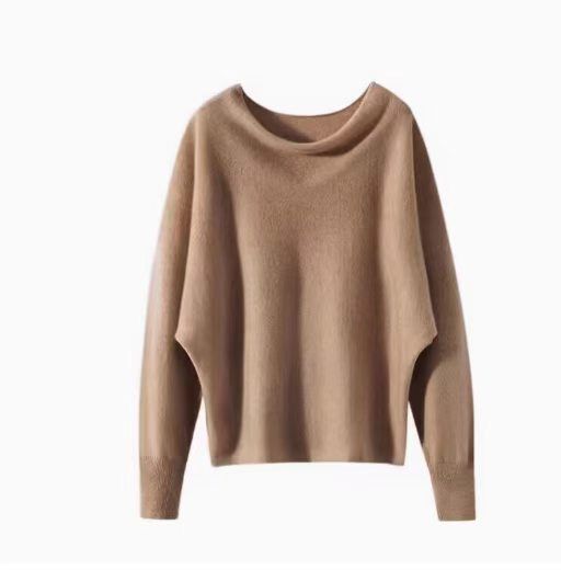 Women's Off-Shoulder Knit Sweater Loose Fit Solid Color Casual Pullover Autumn Winter Top European American Style_ecoleips.com