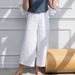 Suitable For All Seasons Linen Cotton Washed For Women 2025 Summer New Loose Casual Solid Color Elastic Waist Simple Nine-Point Wide-Leg Pants_ecoleips.com