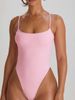 Solid Color High Leg Cheeky Swimsuit With Strappy Straight Neck For Women_ecoleips.com