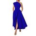 Women's Clothing Summer Hot Selling Fashion Women's Clothing Sleeveless Oblique Collar Solid Color Waist Large Swing Dress_ecoleips.com
