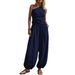 Women's Summer Casual Sleeveless Vest And High Waist Trousers Set Solid Color Simple Style_ecoleips.com