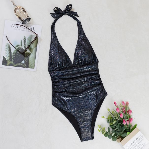 Women's Clothing Swimsuit Women's New Black Snakeskin One-piece Bikini Sexy Pure Desire High-end_ecoleips.com