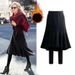 K New Fish Tail Skirt Fake Two Piece Bottom Pants Skirt Thickened One Piece Pants Warm Tight Pants_ecoleips.com