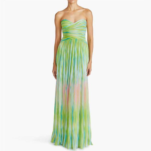Chic Off Shoulder High Waist Women Dress Strapless Design Pleated Casual Long Dress 2026 Temperament Sleeveless Sexy Party Dress_ecoleips.com