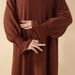 New Arab Muslim Cardigan Elastic Sleeve Women's High-Quality Solid Color Casual Crepe Robe_ecoleips.com