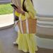 2025 Fashion Yellow Loose Long Sleeve Shirt + High Waist Skirt Set For Women_ecoleips.com