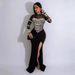Women’s Clothing sexy hot diamond perspective stitching slim fit slit stretch dress_ecoleips.com
