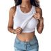 Summer Women's Solid Color Round Neck Vest Bra Feminine Base Layer Outerwear_ecoleips.com