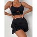 Women’s 3-Piece High-Waist Bikini Set – Modest Coverage & Push-Up Padding | Polyester/Spandex Swimwear (Black/White/Purple/Pink, S-XL)_ecoleips.com