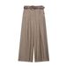 Women's Silk Satin Wide Leg Pants Casual Belted Trousers Versatile Summer Fashion Regular Fit Polyester Capris_ecoleips.com