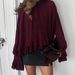 Women's Brown Ruffled Chiffon Top High End Lace Stand Collar Shirt For Spring Commuting_ecoleips.com