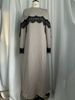 Elegant Lace Trim Long Sleeve Dress Slimming A-Line Wrap Style for Women in Silver Gray Black White Sizes S M L XL_ecoleips.com