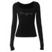 European American Style Women's Sweet Sexy Long Sleeved Cropped off Shoulder Top Rhinestone Embellished Slim Fit Summer Flattering_ecoleips.com