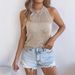 Women's Clothing Spring And Summer Casual Solid Color Hollow Sleeveless Knitted Sweater Vacation Top Women's Clothing_ecoleips.com