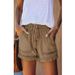 Women's Clothing Elastic Waist Drawstring Casual High Waist Slim Denim Shorts Women_ecoleips.com