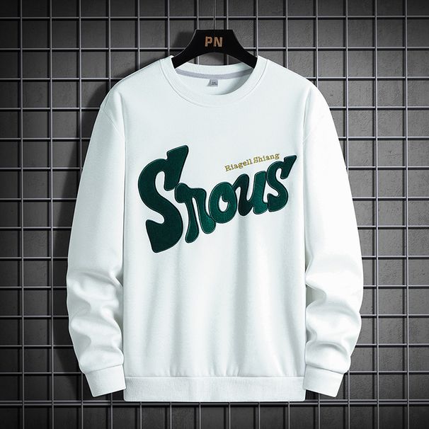 Men's plus Size Embroidered Letter Crew Neck Sweatshirt Trendy Casual Loose Fitting Sports Top for Autumn_ecoleips.com