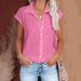 Verve 2025 Summer New Solid Color Single-Breasted Shirt Women's Casual Short Sleeve Top_ecoleips.com