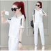 Women's Fashionable Loose Sportswear Set Hooded Short Sleeved Top And Trousers Two Piece Set For Students Summer 2026 Style_ecoleips.com