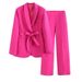Women's Suit Jacket With Waist Belt High Waisted Loose Fitting Draped Trousers Spring Autumn Fashionable Versatile Waist Cinching Pant Set_ecoleips.com