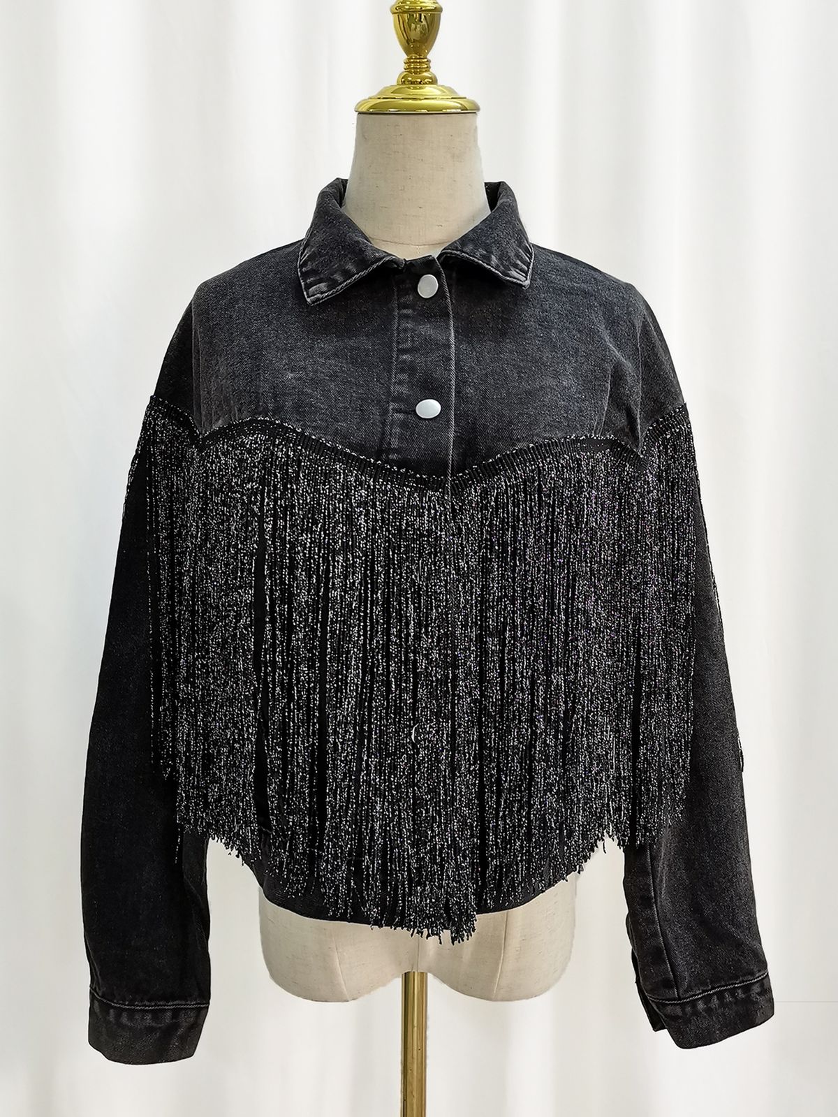 Denim Jacket Women Fashion Tassel Lapel Fried Flower Denim Jacket Women_ecoleips.com