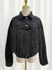 Denim Jacket Women Fashion Tassel Lapel Fried Flower Denim Jacket Women_ecoleips.com
