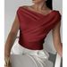 Women's Clothing Women's Solid Color Sleeveless T-Shirt Off-Shoulder Slim Fit Short Top Simple Style Fashion_ecoleips.com