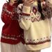 girl Chistmas Women's Clothing Autumn Winte 2025 Koean Vesion Loose Reto Lazy Style Pullove Top New Yea Knitted_ecoleips.com