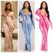 Fashion Women's Color Block Loose Fitting Bodycon Dress American Style Printed Casual V Neck Long Sleeve Dress_ecoleips.com