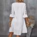 Women's Clothing Solid Color V-neck Trumpet Sleeve Lace Mid-length Dress_ecoleips.com