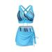 Aria Basics ✅ European And American Style Plus-size Tankini Three-piece Skirted Bikini With Printed Ruffles For Women_ecoleips.com