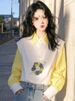 Korean-style Design Yellow Striped Shirt With Printed Collar, A Light Luxury, Youthful And Stylish Top For Women_ecoleips.com
