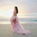 Women's Clothing Elegant Maternity Gown Sheer Train V-Neck Lace Wedding Robe Bridal Dress Photoshoot Evening Party (White/Pink/Blue, US2-26W)_ecoleips.com