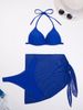 Women's Clothing Sexy Bikini Three Piece Gauze Skirt Swimsuit Bikini Net Celebrity Solid Color Swimsuit_ecoleips.com
