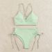 Women's Clothing Sexy Swimsuit Solid Color V Neck Bikini High Waist Strap Split Multi Color Swimsuit_ecoleips.com