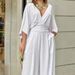 Women's 2023 temperament elegant v-neck bat sleeve wide-leg solid color simple fashion jumpsuit_ecoleips.com