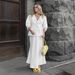 Women's Clothing V Neck Short Sleeved Maxi Skirt Suit Summer New Ruffled Skirt Suit_ecoleips.com