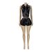 Women's Clothing Women's Leather Two Piece Set Stand Up Collar Sleeveless Top With Two Way Zipper And Shorts Style Motorcycle Theme_ecoleips.com