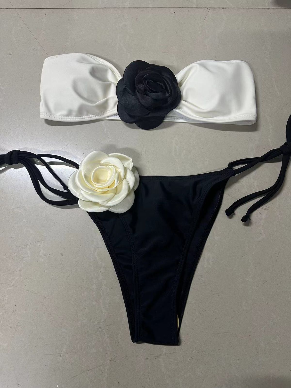 Women’s Clothing New Fashion Multi Color Flower Tube Top Sexy Split Swimsuit Bikini Bikini_ecoleips.com