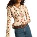 Women's Retro Floral Print Knitted T-Shirt Spring 2026 Slim Fit Long Sleeve Skin Friendly European American Style_ecoleips.com